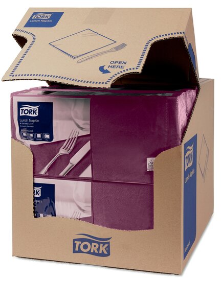 Tork Lunchservet  2-Laags Paars 1/4 vouw, 10x200st, 2.000st/doos