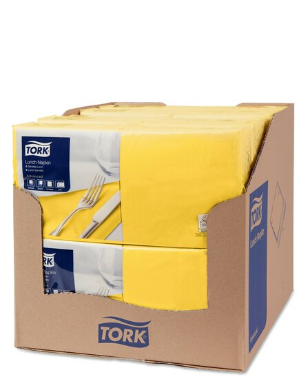 Tork Lunchservet  2-Laags Geel 1/4 vouw, 10x200st, 2.000st/doos
