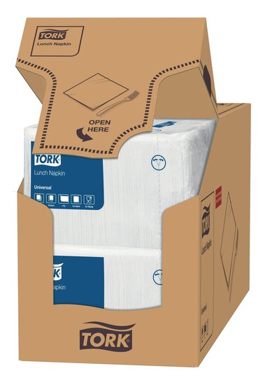 Tork Lunchservetten Wit 1-Laags 1/4 vouw, 8x500st, 4.000st/doos