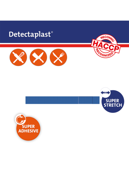 Detectaplast detect. textielpleister elastisch blauw 180x20mm 100 stuks