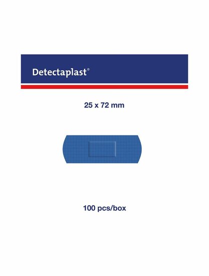 Detectaplast detect. textielpleister elastisch blauw 25x72mm 100st
