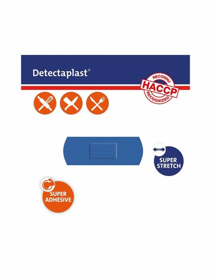 Detectaplast detect. textielpleister elastisch blauw 25x72mm 100st