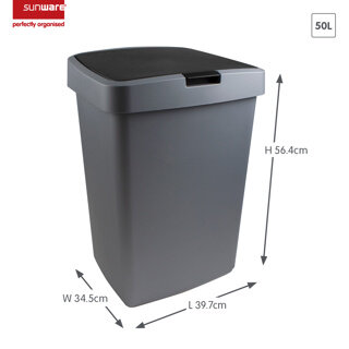 Sunware Delta prullenbak klep 50L metaal zwart