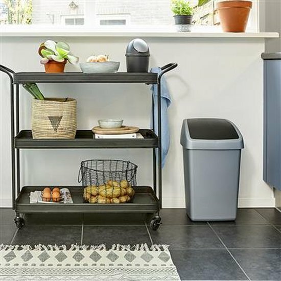 Sunware Delta prullenbak met swingdeksel 10L metaal zwart