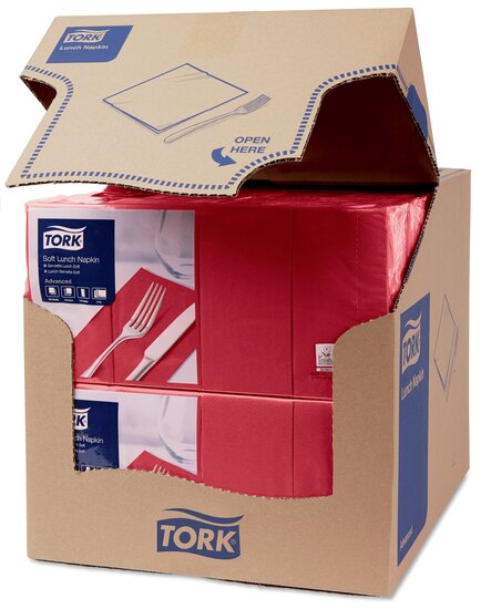 Tork Soft Lunchservet  3-Laags Bordeauxrood 1/8 vouw, 10x150st, 1.500st/doos