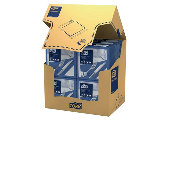 Tork Soft Dinerservet Advanced 3-Laags Donkerblauw 1/4 vouw 12x100st, 1.200st/doos