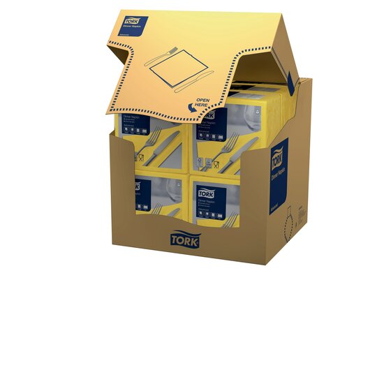 Tork Dinnerservet 2-Laags 1/4 vouw Geel, 12x150st, 1.800st/doos