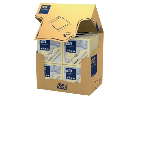 Tork Soft Dinnerservet Advanced 3-Laags Champagne 1/4 vouw 12x100st, 1.200st/doos