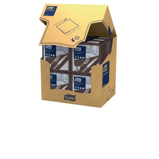 Tork Soft Dinnerservet Advanced 3-Laags Bruin 1/4 vouw 12x100st, 1.200st/doos