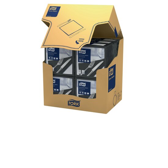 Tork Soft Dinnerservet Advanced 3-Laags Zwart 1/4 vouw 12x100st, 1.200st/doos