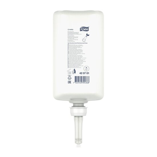 Tork Extra Milde Vloeibare Zeep wit Zonder Parfum S1 1ltr/flacon, 6st/doos