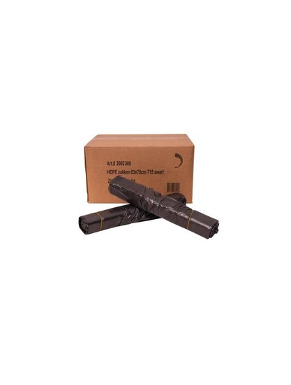 HDPE pedaalemmerzakjes zwart 63x70 cm T15 1000 stuks per doos 
