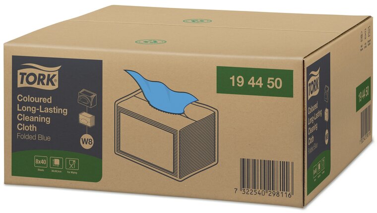 Tork Premium Spec. Werkdoeken 1-laags blauw W8, 320st/doos 
