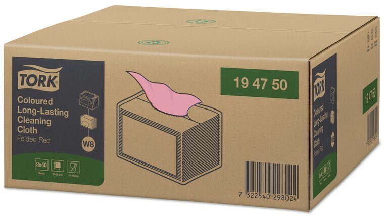 Tork Premium Spec. Poetsdoek 1-Laags W8 rood,  320st/doos 