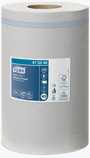Tork Reflex Wiping Paper Centerfeed Mini, 1-Laags, M3,  12rol/pak