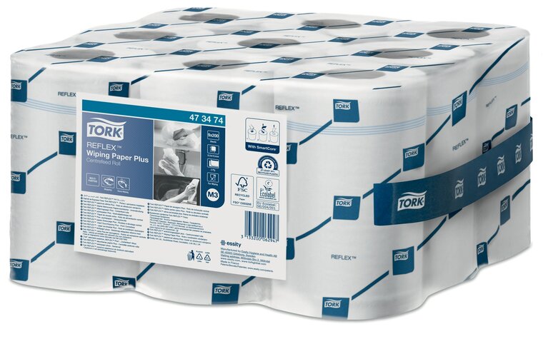 Tork Reflex Wiping Plus Mini Centerfeed Mini, 2-Laags, M3, 9rol/pak
