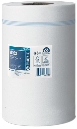 Tork Reflex Wiping Plus Mini Centerfeed Mini, 2-Laags, M3, 9rol/pak