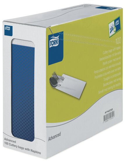 Tork Bestekzakje met 2-laags servet Blauw, 5x100st, 500st/doos