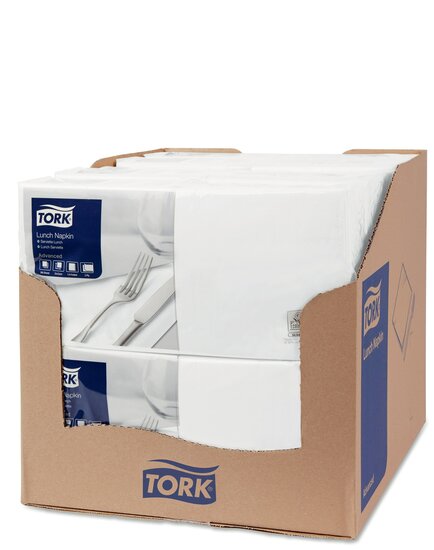 Tork Lunchservet  2-Laags Wit 1/4 vouw, 10x200st, 2.000st/doos