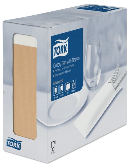 Tork Bestekzakje met 2-laags servet Wit, 5x100st, 500st/doos