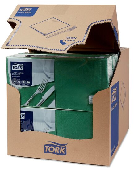Tork Lunchservet  2-Laags Donkergroen 1/4 vouw, 10x200st, 2.000st/doos