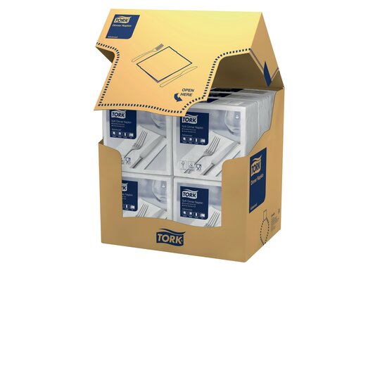 Tork  Soft Dinnerservet   3-laags Wit 1/8 vouw  12x100st, 1.200st/doos