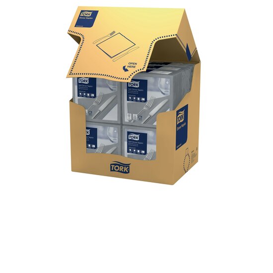 Tork Soft Dinnerservet Advanced 3-Laags Grijs 1/4 vouw12x100st, 1.200st/doos