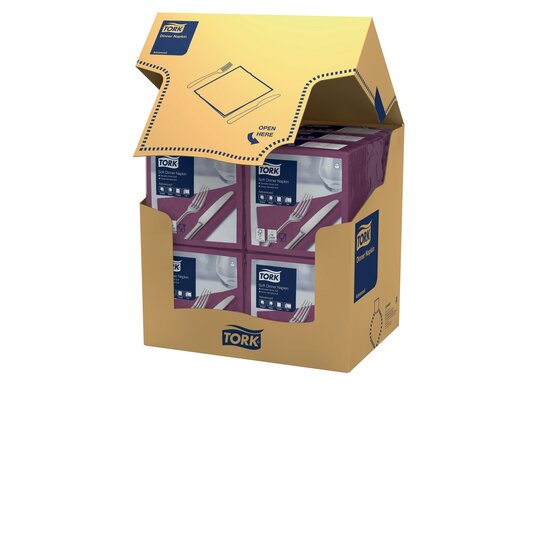 Tork Soft Dinnerservet Advanced 3-Laags Paars 1/4 vouw 12x100st, 1.200st/doos