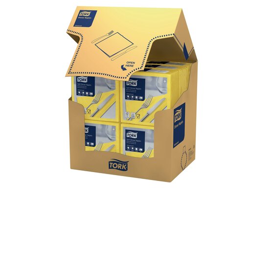 Tork Soft Dinerservet Advanced 3-Laags Geel 1/4 vouw 12x100st, 1.200st/doos