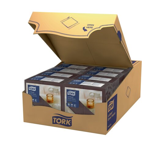 Tork Linstyle Servet 1/8 vouw 1-Laags donkerbruin, 12x50st, 600st/doos