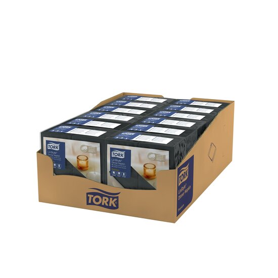 Tork Linstyle Servet 1/8 vouw 1-Laags Zwart, 12x50st, 600st/doos