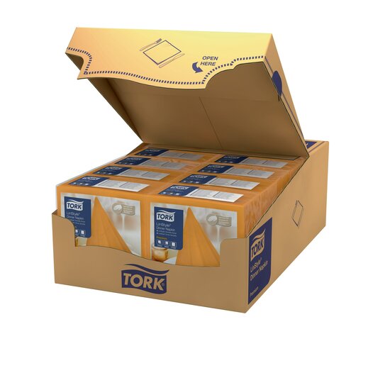 Tork LinStyle Premium Servet 1/4 vouw 1-laags oranje, 12x50st, 600st/doos
