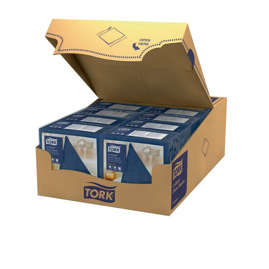 Tork LinStyle Premium Servet 1/4 vouw 1-laags donkerblauw 12x50st, 600st/doos