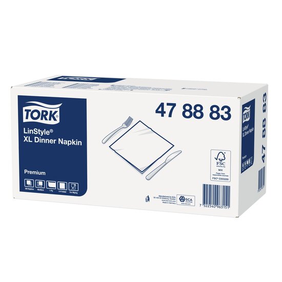 Tork Linstyle Dinnerservet Xl 1/4 vouw 1-Laags Wit 48X48Cm, 12x250st, 3.000st/doos