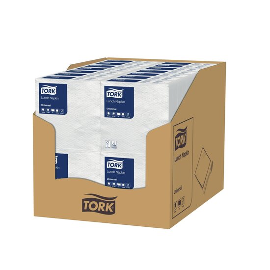 Tork Lunchservet Universal 1-Laags Wit 1/4 vouw, 28x100st, 2.800st/doos