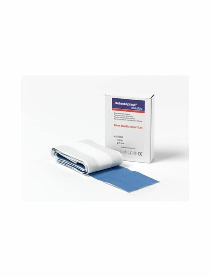 Detectaplast detect. textielpleister elastisch blauw 6cm x 1m