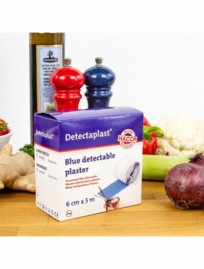 Detectaplast detect. textielpleister elastisch blauw 6cm x 1m