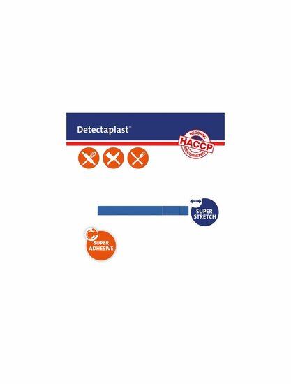 Detectaplast detect. textielpleister elastisch blauw 180x20mm 50 stuks