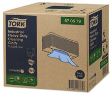 Tork Industrial Heavy-Duty Gevouwen Reinigingsdoek 1-Laags Blauw W4,  4x60st, 240st/doos 