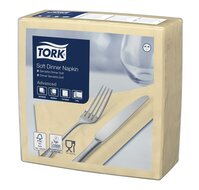 Tork Soft Dinnerservet Advanced 3-Laags Zand 12x100st, 1.200st/doos 1/4 vouw  