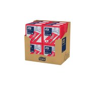 Tork Soft Dinnerservet  3-Laags Rood 1/8 vouw 12x100st, 1.200st/doos