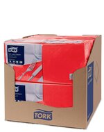 Tork Soft Lunchservet  3-Laags Rood 1/4 vouw, 10x150st, 1.500st/doos