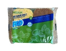 PAD spons, Kras vrije cellulose spons (walnootschelpen en steenfruit pitten) verpakt per 2 sponzen (118x68/53x15)