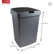 Sunware Delta prullenbak klep 50L metaal zwart