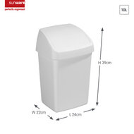 Sunware Delta prullenbak met swingdeksel 10L wit