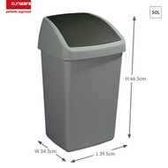 Sunware Delta prullenbak met swingdeksel 50L metaal zwart