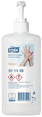 Tork Premium Alcohol Liquid Hand Sanitizer Pomp 500ml/flacon, 12st/doos