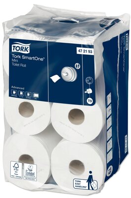 Tork SmartOne® Mini Toiletpapier T9 2 laags wit  12rol/pak