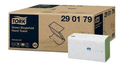 Tork Groene Singlefold Handdoek Advanced H3 15x250st, 3.750st/doos