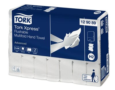 Tork Xpress® Oplosbare Multifold Handdoek H2 Wit  2-Laags 4200 stuks 21 x 200